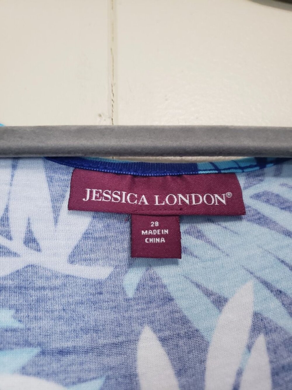 Jessica London Women Plus 28 Maxi Dress Blue Hawaiian Resort Wear Beachy Stretch - Picture 5 of 6